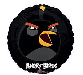 Angry Birds Black Bird Round Shape Mylar Balloon